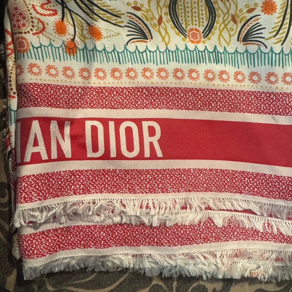 Dior Multicolor Scarf with Red Accents